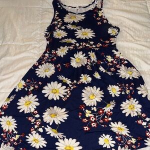 Floral Navy Kids Dress with pockets.